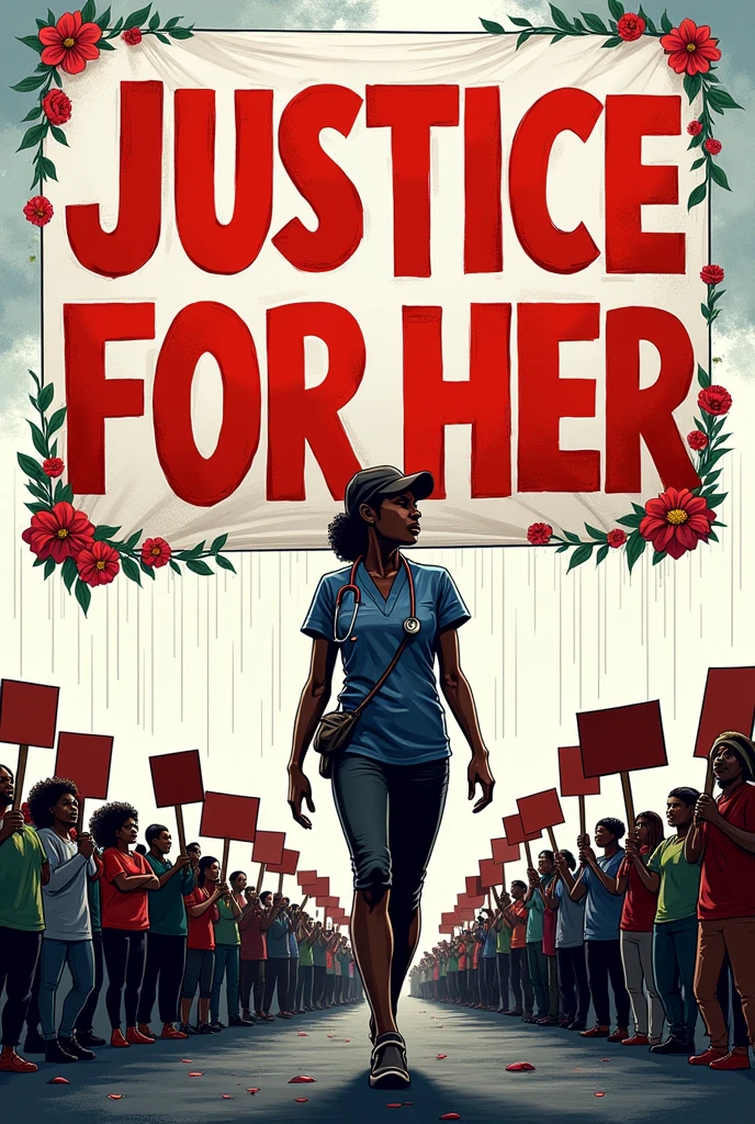 Slogan poster of protest against murdered female doctor