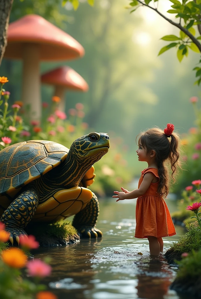A wise old turtle , Welcomes a girl to Enchanted Garden, he said with a warm smile. "We need your help!"