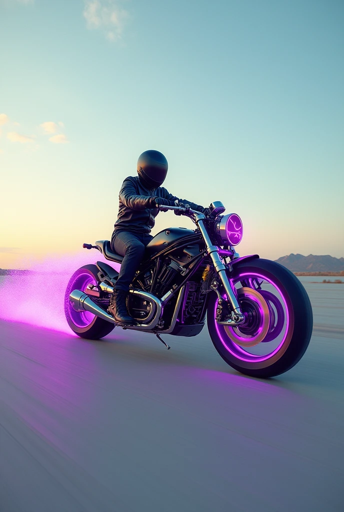 There is a modified riding car,Its three parts have different styles,And they are connected together,The part on the right side of the car, the head, is a pixel-style purple neon cyberpunk style maglev motorcycle part,The body of the car in the middle is a 3D realistic super clear display style motorcycle part,The car seat on the left side of the car is a bicycle in the style of slightly yellowish old stamps,This is a car assembled from the parts of three different cars,It's like traveling through time,Three styles occupy one third of the picture respectively,Do not interfere with each other,The car is driving to the right,The whole picture has no living things,All of them are connected together,Each part is connected together,Proportion 「16:9」