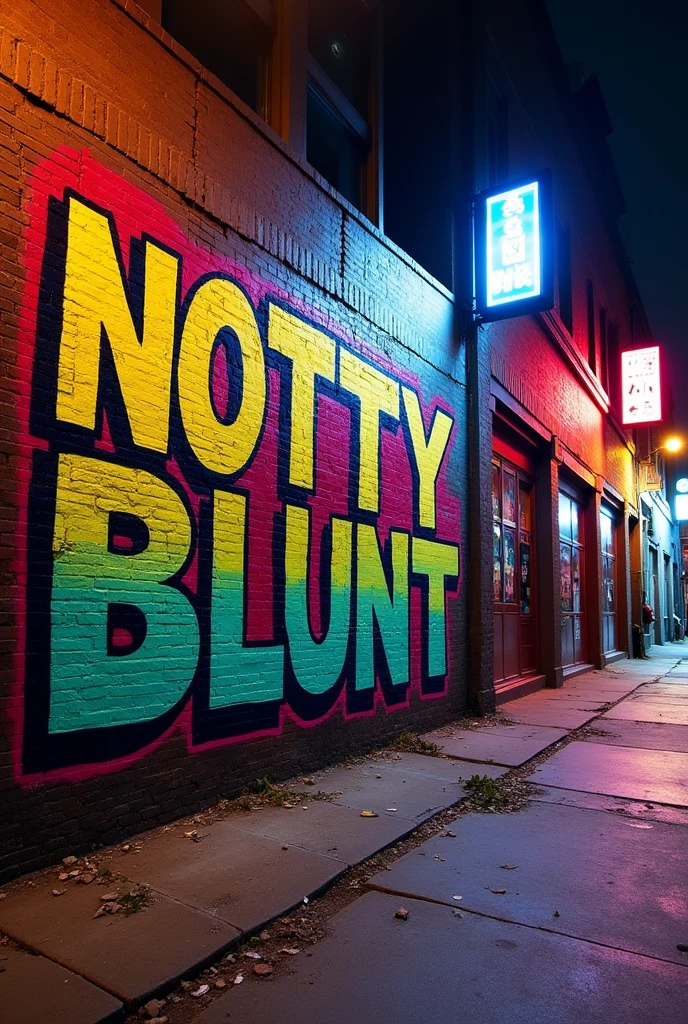 Write NOTTY BLUNT on the brick wall Street 