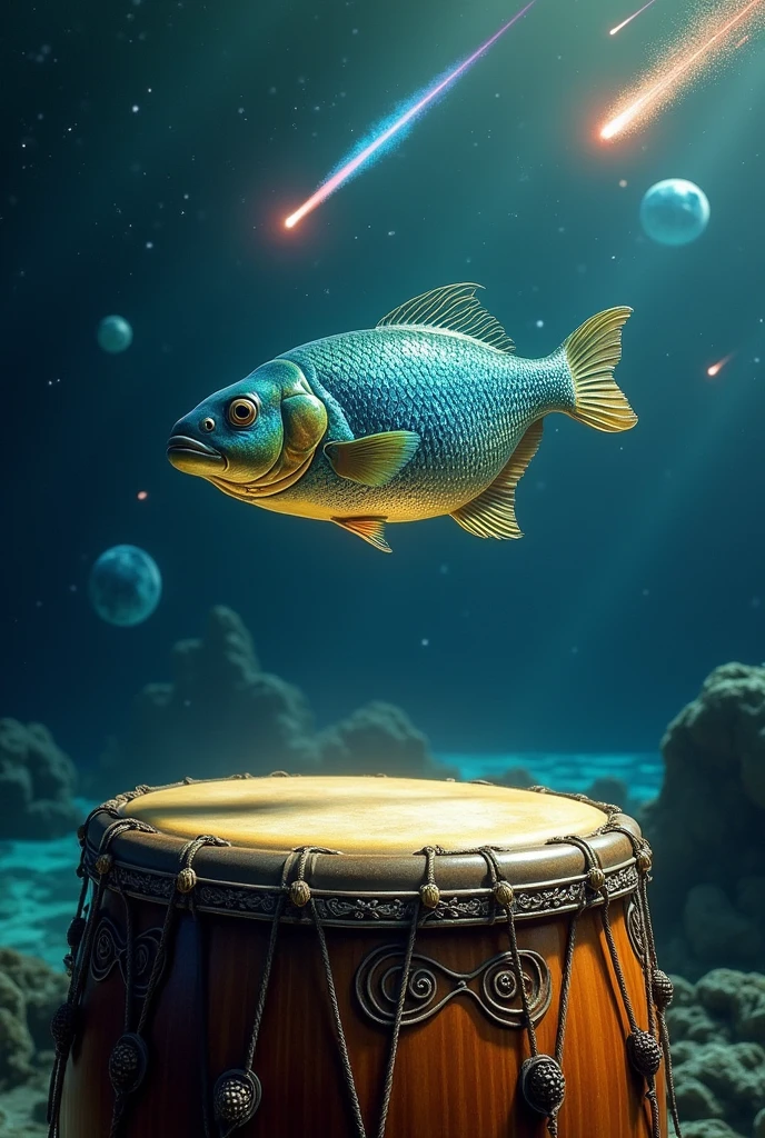 fish　meteorite　drum
