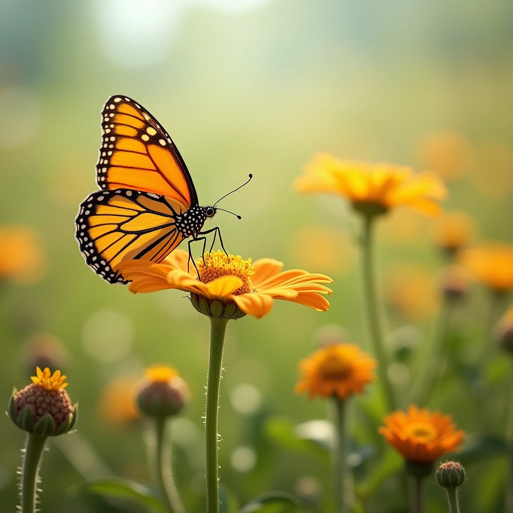 Flowers, meadow, pollen, butterfly