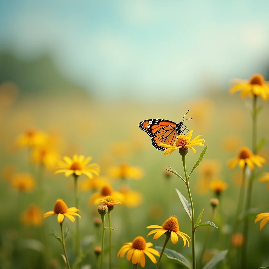Flowers, meadow, pollen, butterfly