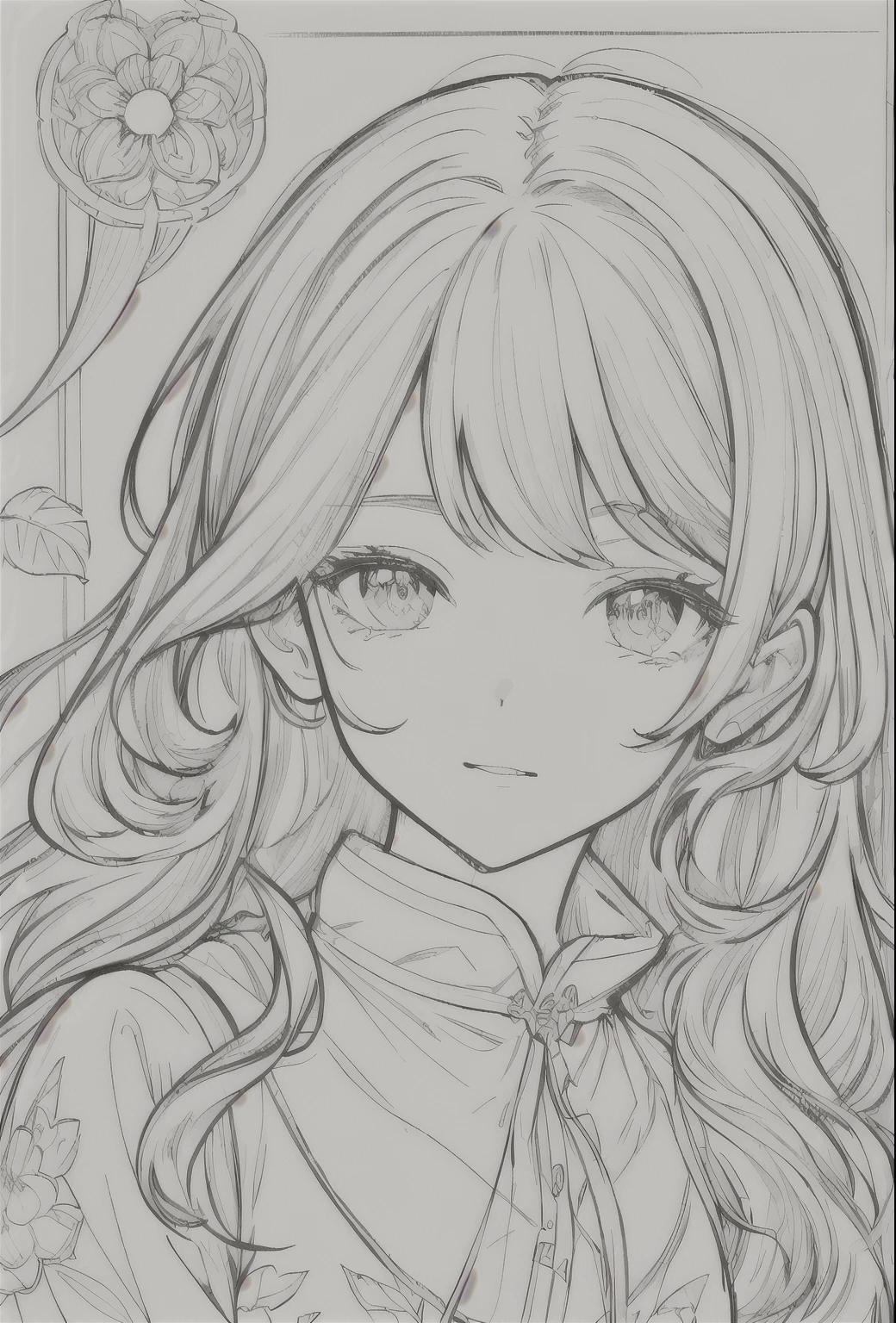 European woman face portrait、Long Curly Hair、blonde、Floral frame、Decorative panel、Abstract Art of Alphonse Mucha、sketch、Character Line、Scenes without color or shadows。 (masterpiece、Highest quality、High resolution:1.4)、detailed、複雑なdetailed、4K、Splashes of color、Line art、Fibonacci、Coloring page, 非常にdetailedなイラスト, 非常にdetailedなLine art, Very fine line work, 非常にdetailedな肖像画, Extremely fine line work, 非常にdetailedなLine art, 非常にdetailedな図面, Line artぬり絵, 非常にdetailedなイラスト.", 非常にdetailedな肖像画, 非常にdetailedなイラスト, 非常にdetailedなアートワーク, detailedなデジタル図面