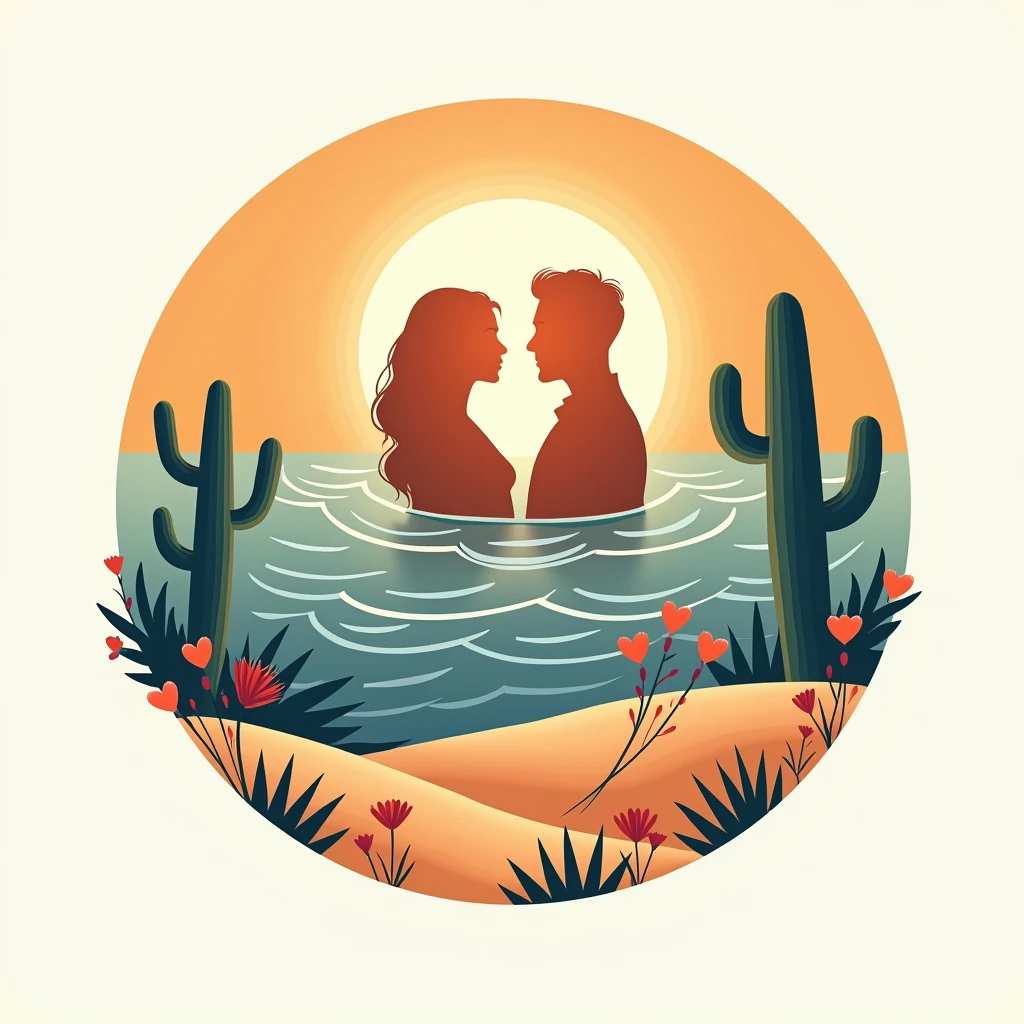 Create a logo for this song: In the high desert it's more beautiful if I spend it with you by the sea and the sun while I tell you sweet things, love. 