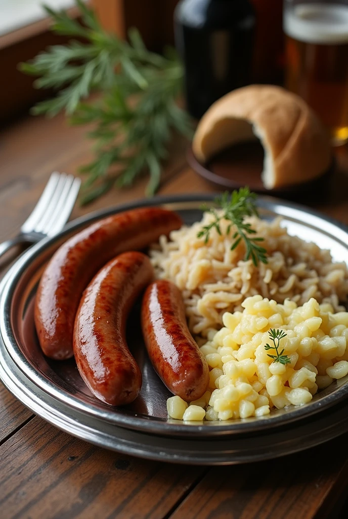 German-style national lunch. Simple. Silver plate. 1930s.