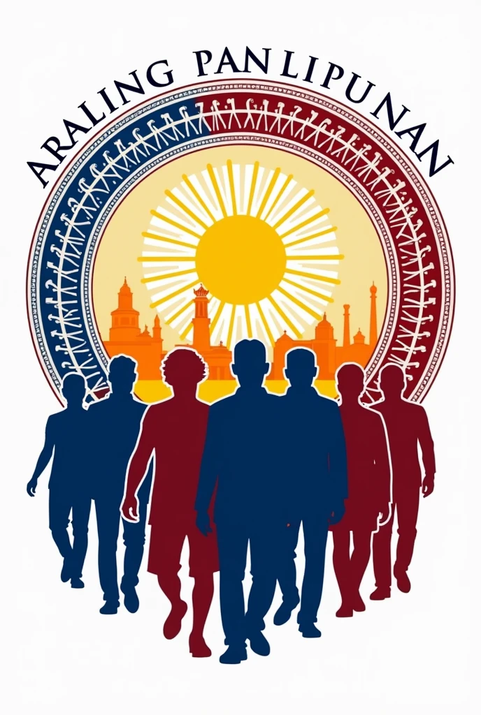 History Club Logo regarding the philippine history, that emphasizing the philippine flag and the unity of filipino people and the national heroes, that is set as ‘araling panlipunan’ as the logo name