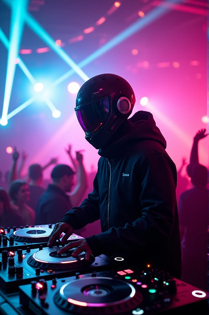 DJ with a helmet