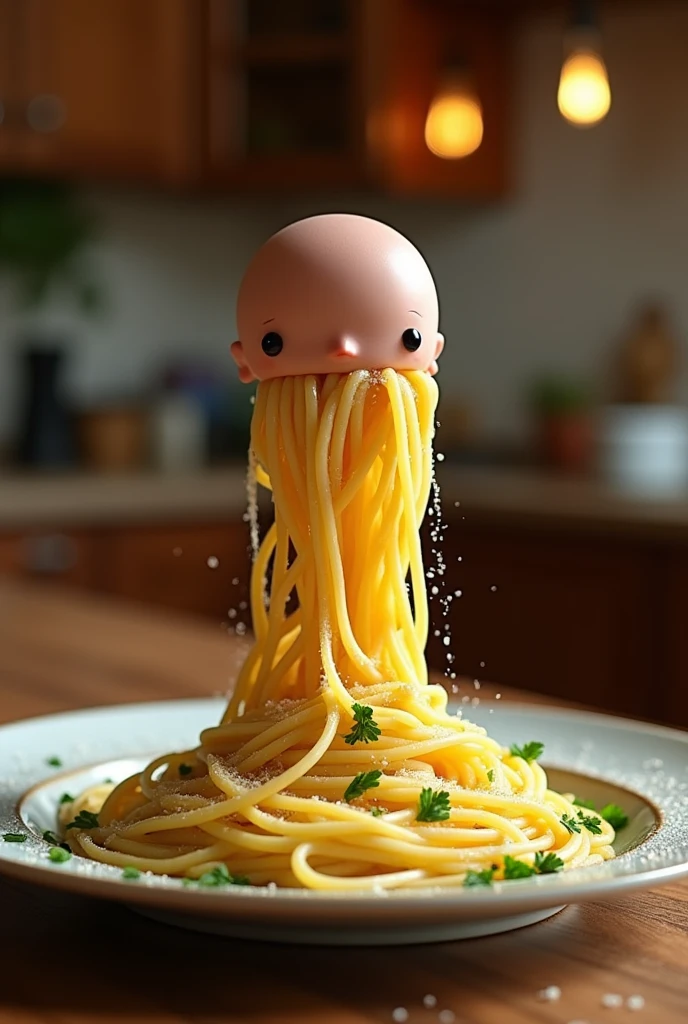 carbonara with bald hair