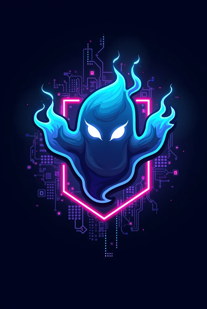 Ghost Mascot Gaming  logo of name "MP" , MIDNIGHT POWER , manipulation logo , 