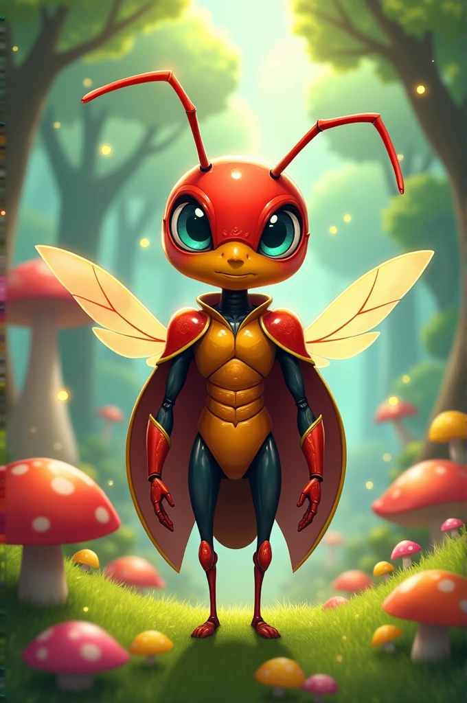 Fair ant with anime shield suit in red and yellow