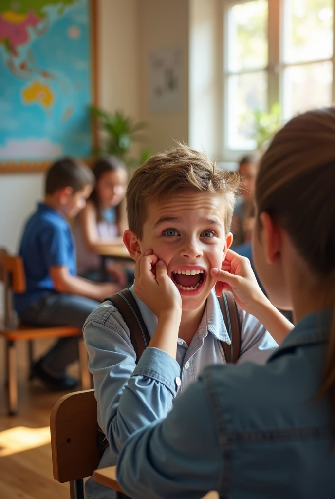  Teacher checked  boy's in teeth