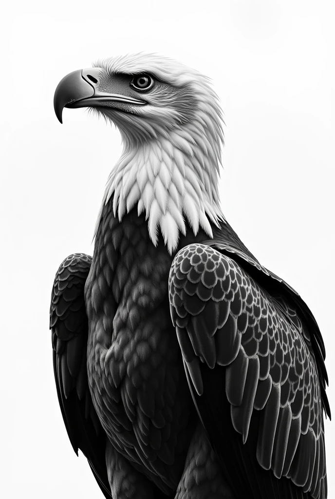 Black and white illustration of a Steller's sea eagle's profile only