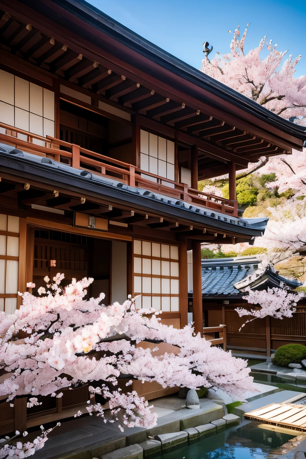 Traditional Japanese architecture,Cherry blossoms