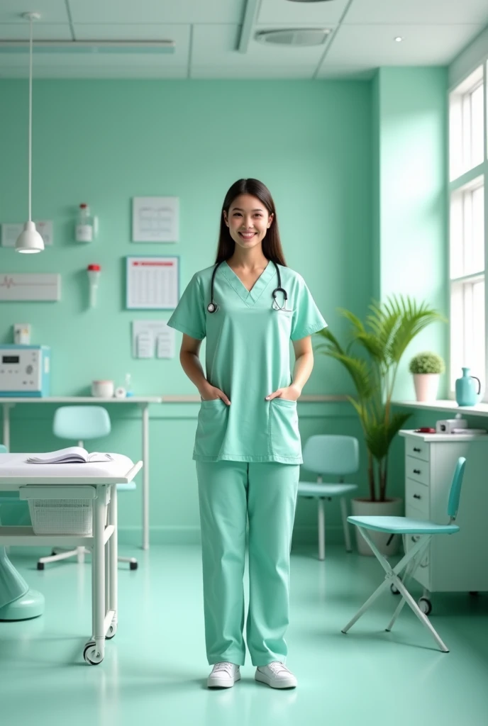 Seagreen and white color with hospital icons 

