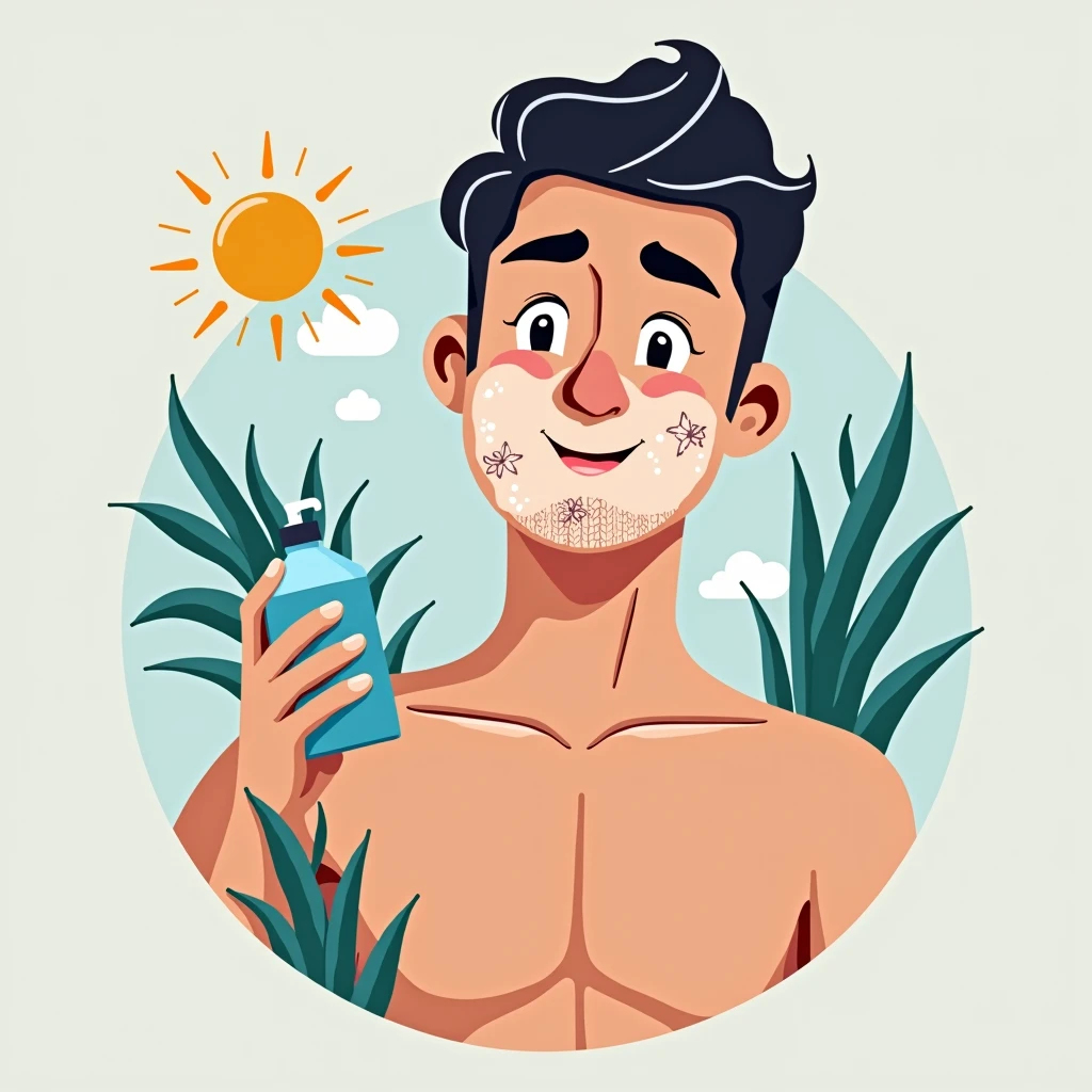 An illustration　skin care　mens　cool