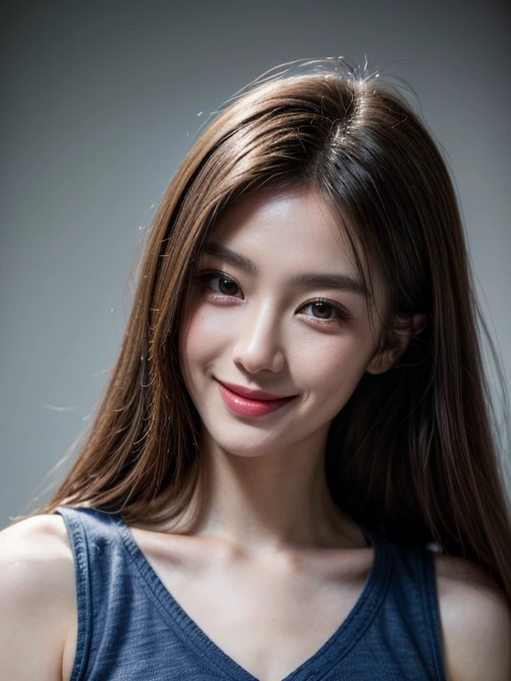 ((Highest quality、8k、masterpiece:1.3))、Realistic, Sharp focus, High resolution, High resolution,Portraiture, One person、Japanese、woman, beautiful woman, (((V-neck sleeveless casual dress)))、30 years old, Attractive person, Medium Long Hair,smile