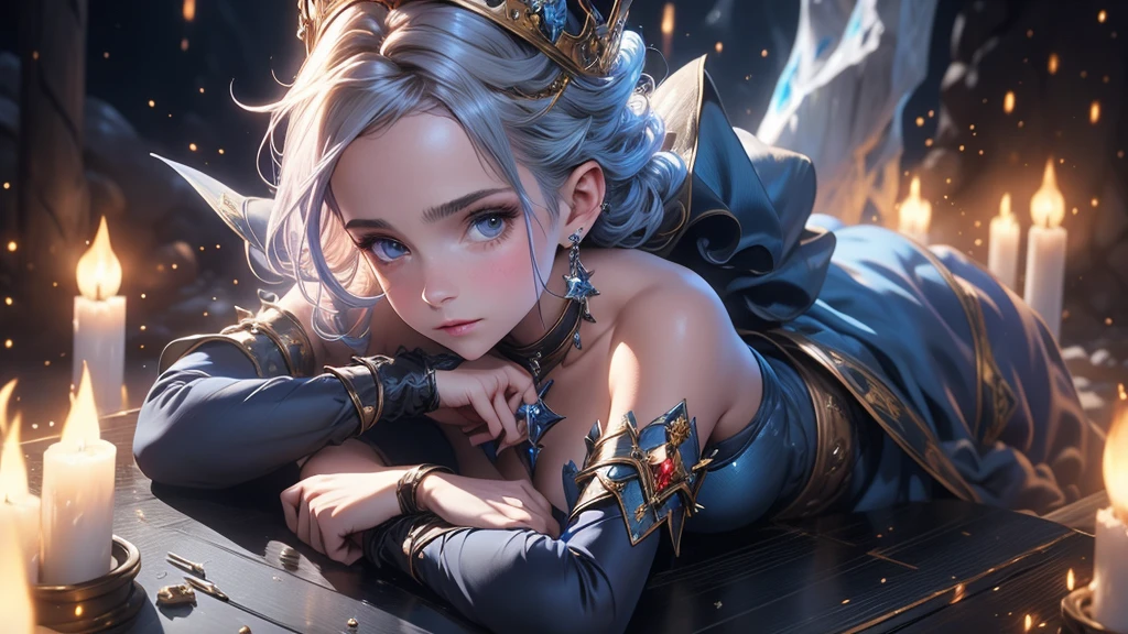 arafed woman in a blue dress with a crown on her head, emma watson as the queen of ice, unreal engine cinematic, 4 k cinematic epic, unreal engine render + a goddess, hyperrealism. fantasy 4k, fantasy style 8 k octane render, elegant cinematic fantasy art, unreal engine cinematic smooth, ultra detailed cinematic, highly detailed vfx portrait of, stunning vfx
