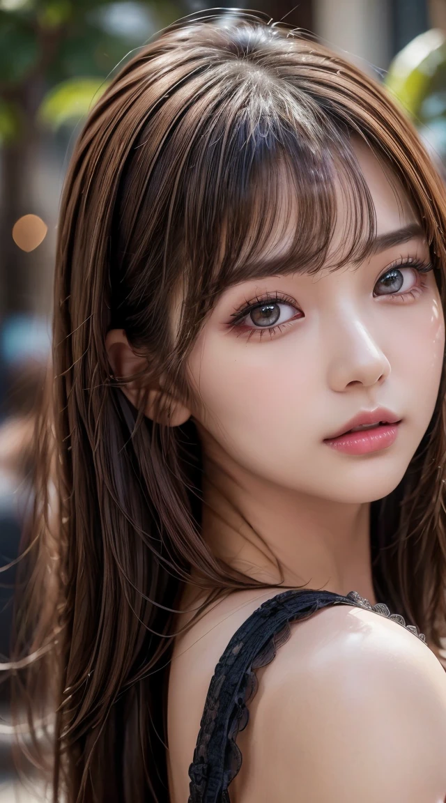 (High resolution、uhd、realism、ultra-complex detailed photorealistic photos)、extremely absurd ultra-high-quality details、(((Upper Body Shot:1.45))、(((Completely detailed real eyes、skin、hair)))、1girl、beautiful detailed facial features、Beautiful detailed eyes、Beautiful detailed lips、Highly detailed face、Long eyelashes、Chic dress、Elegant pose、Dramatic lighting、Vibrant color palette、Movie atmosphere、25age、hairにはなにも付けてない