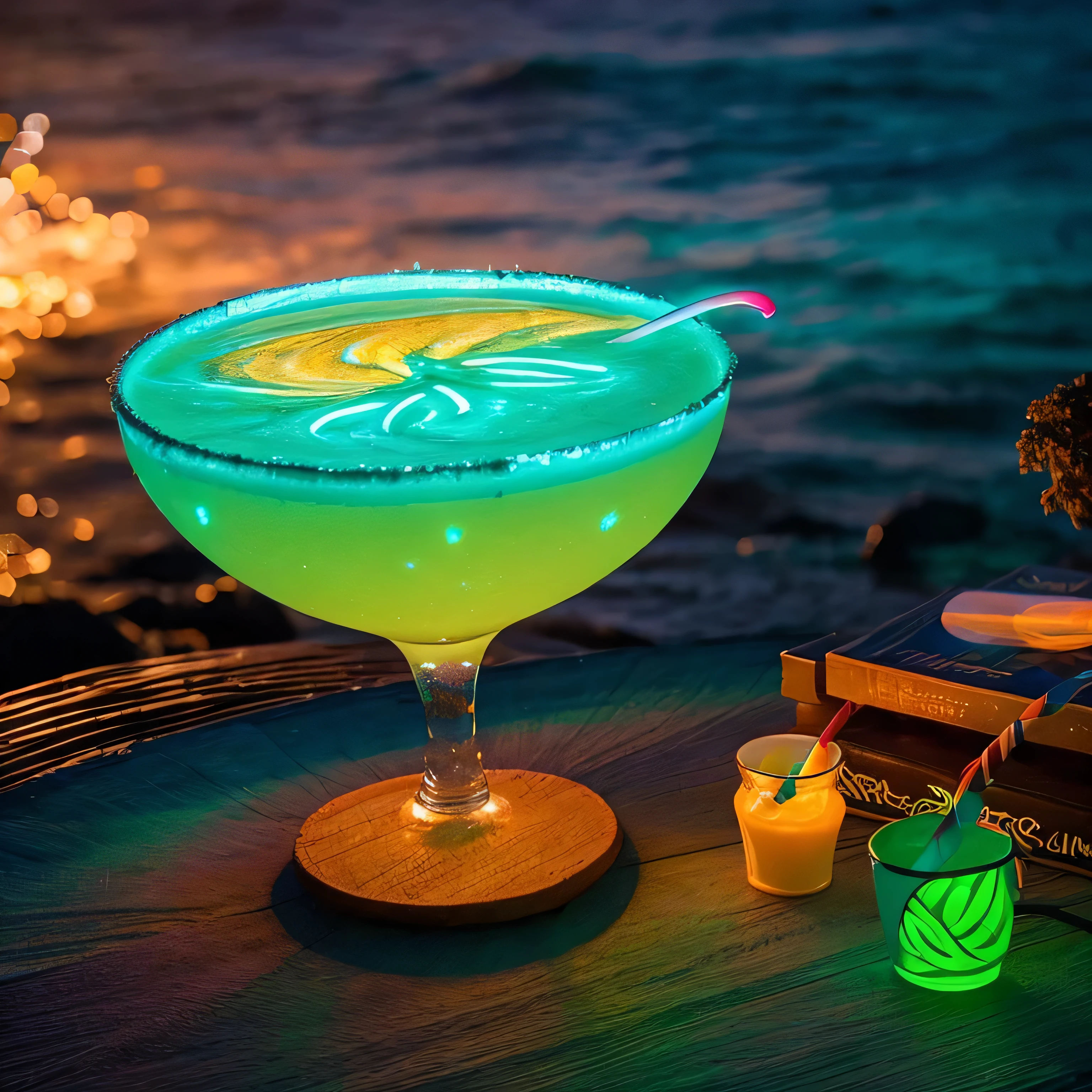 this design project is、aims to capture the vibrant and relaxed atmosphere of a summer beach vacation illuminated by neon lights。. a fusion of natural beauty and modern aesthetics.
at the heart of this piece lies the beautiful coastal scenery of twilight。, Golden sandy beaches, Calm waves, And the glowing sunset. palm trees adorned with neon lights line the beach, colorful casting, fantastical glow spreading around.
In the foreground, refreshing tropical juices and cocktails take center stage. glass gleams with neon accents, creates an alluring and Instagram-worthy look. This design element is called、adds luxury and relaxation to the scene.
neon lights are strategically placed to create a visually pleasing composition. outlines the palm leaves, tracing the gentle curves of the waves, highlights the contours of tropical drinks. the neon light colors harmonize with the natural colors of the beach, exudes a captivating and dreamlike atmosphere.
The overall effect is、a captivating and immersive work of art that takes the viewer to a magical beachside paradise。. an invitation to relaxation, enjoying tropical drinks, enjoy the beauty of nature under the captivating glow of neon lights.
this design concept is々applicable to various media, from digital art to physical installations, can also be used in marketing campaigns that evoke the perfect summer vacation vibe。. a visual delight where natural beauty and contemporary design merge.