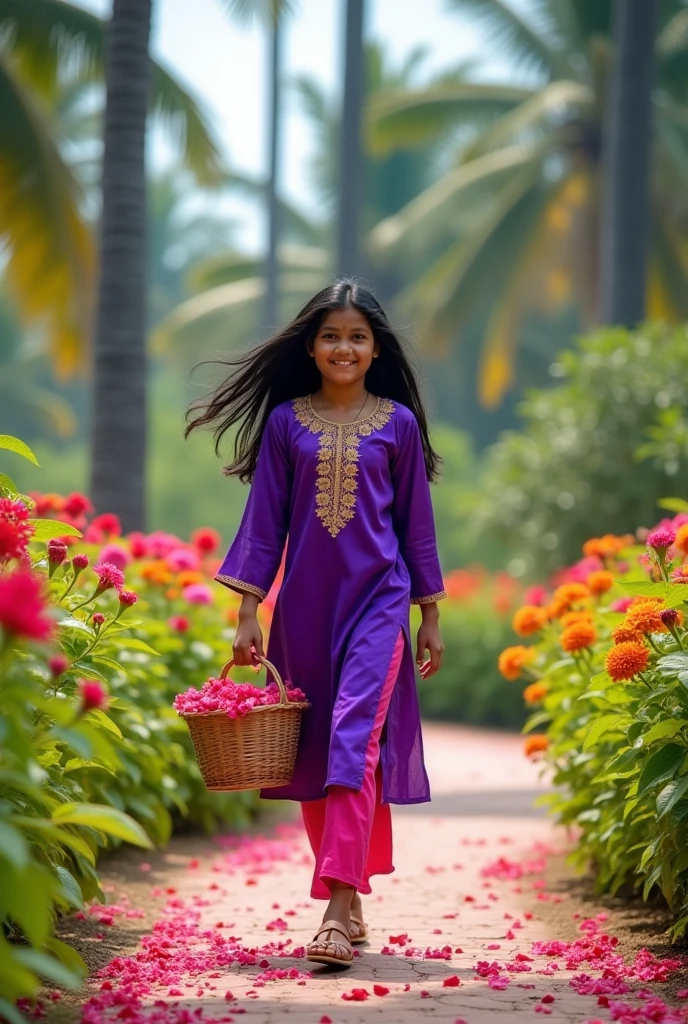 Tamil Nadu teen girl walking in garden 