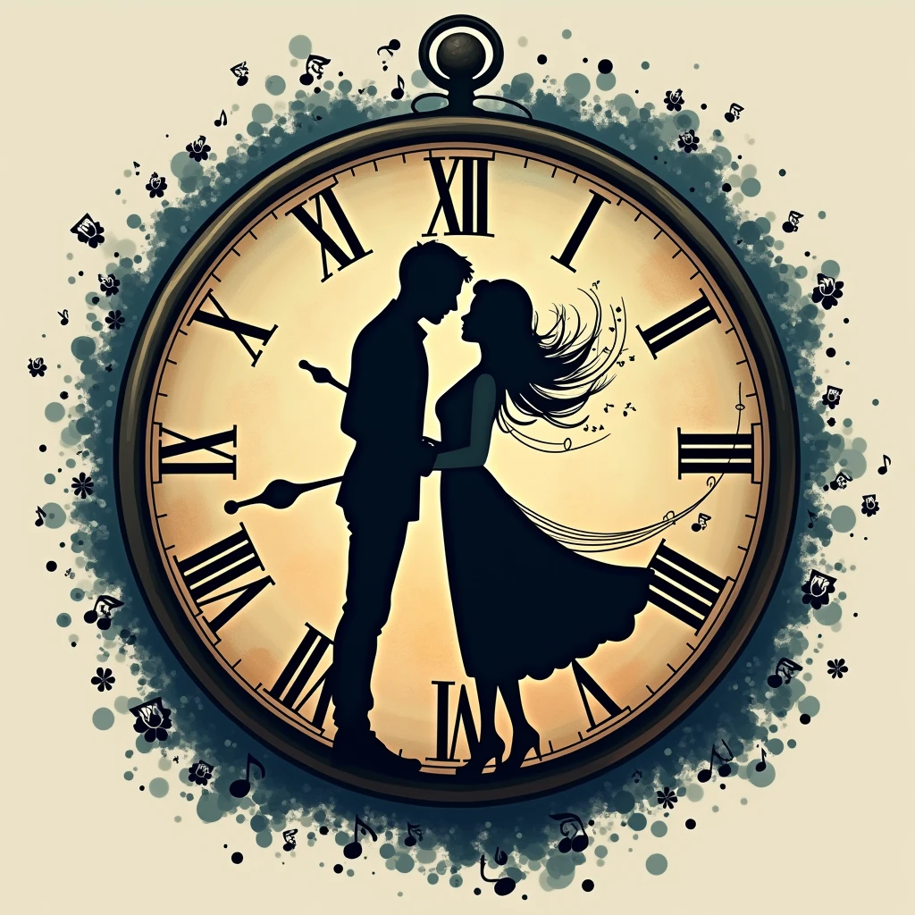 Create a logo for this song: She and I always lean together on clock time