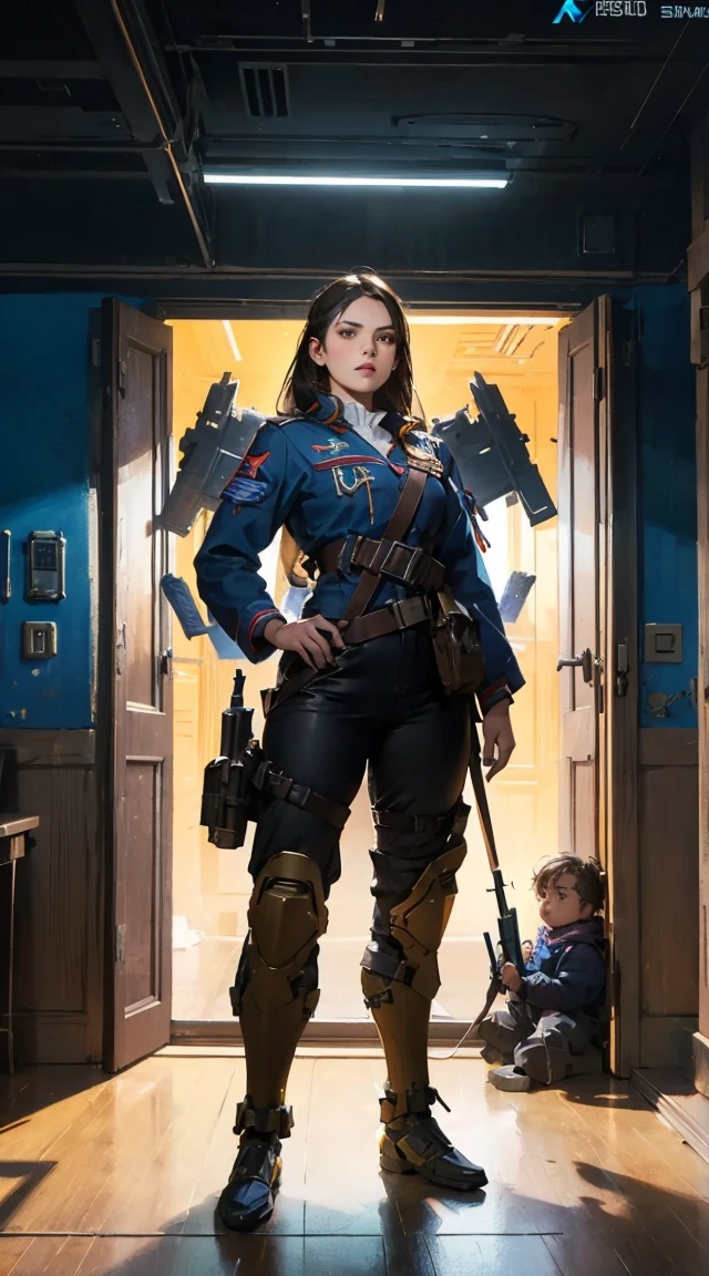 Arafeld soldiers standing in the doorway with guns and helmets, wojtek fus, expert high detail concept art, infantry girls, character art closeup, Amazing 8K character concept art, alexandra fomina artstation, highly detailed exquisite fanart, detailed game art illustration, Detailed 4K concept art, character splash art, ultra detailed game art, fps game concept art inside a spaceship、Large windows of spacecraft、performer, Planets and nebulae visible from spaceship window、girl looking out the window、Mecha、mechanical、Panorama、girl around 24 years old(Baby Face、Slim figure、
