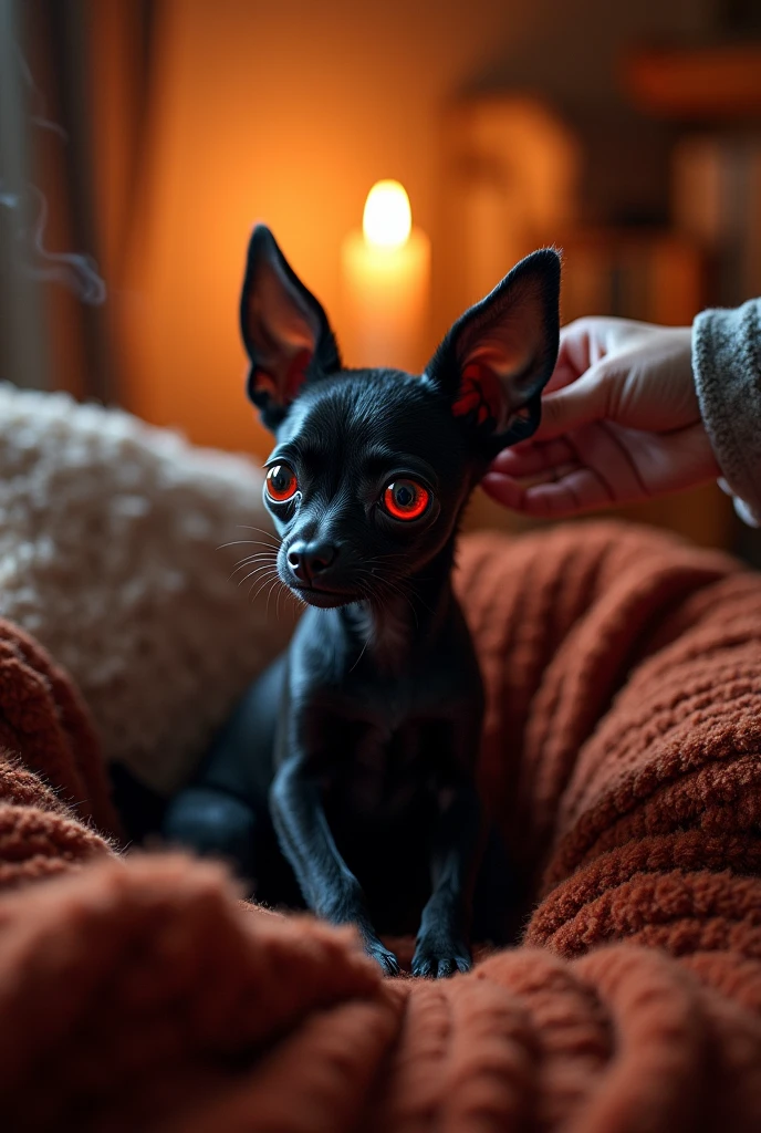 Cute hellhound being petted 