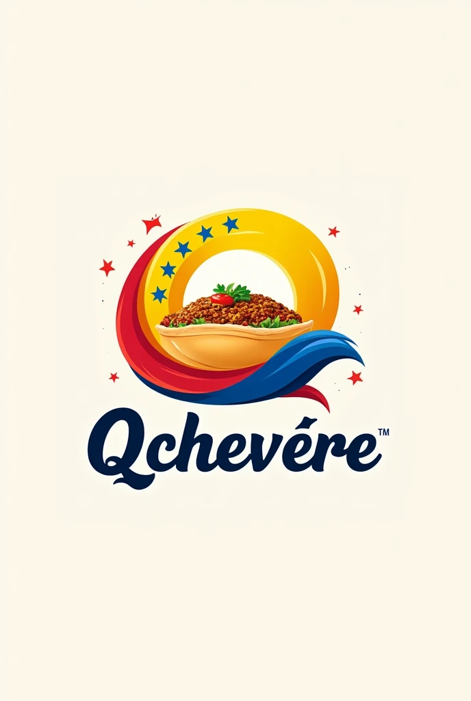 Logo for a Venezuelan fast food company called Qchevere, taking the Venezuelan flag as a reference 