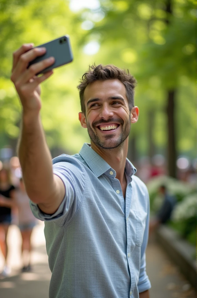 A British Man selfie short curly hair wearing a shirt