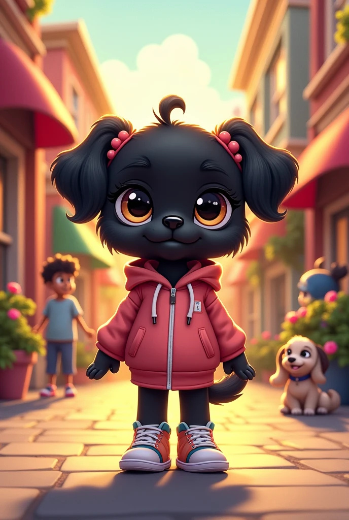Humanified littlest pet shop black shih tzu puppy