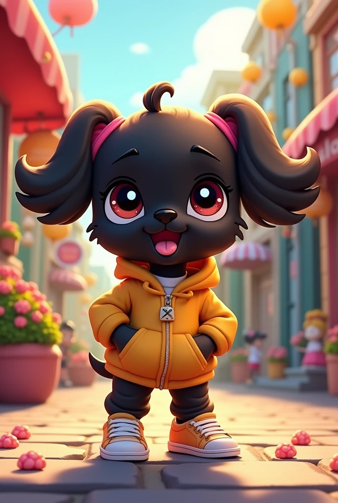 Humanified littlest pet shop black shih tzu puppy