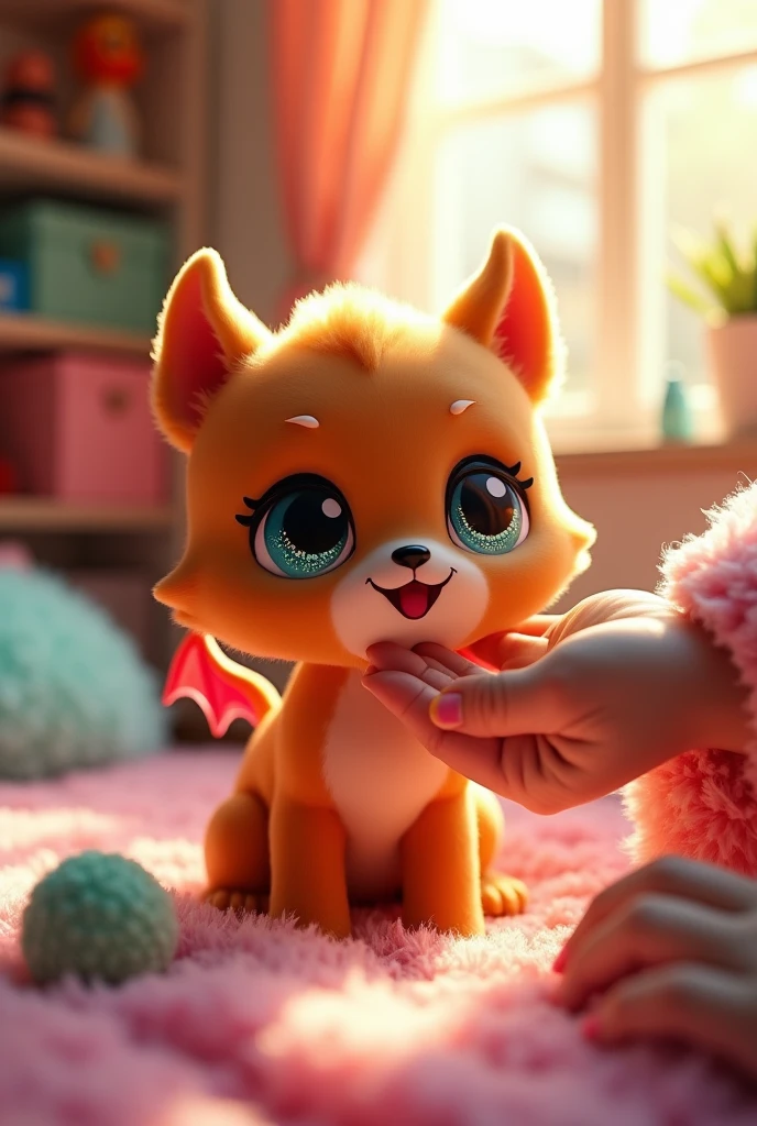 Cute littlest pet shop hellhound being petted