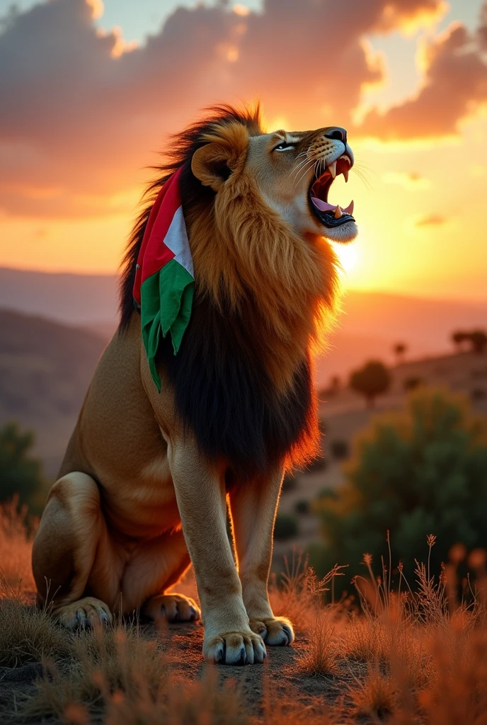 Palestine flag lion roar