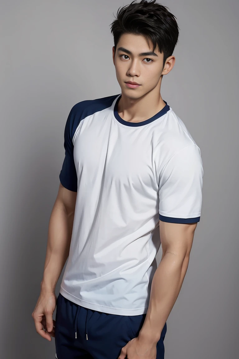 1 Handsome naked Japanese guy ,Sexy pose, A 20 year-old man wearing a Bare chest shirt and Excellent shorts stands against a white background, navy Blue, navy Blue, Sports T-shirt, Blue, Excellent Sportswear, Gorgeous and sexy clothes, Sportswear, Short sleeve, Jinjinshen Blue clothes, Tall young man, Tennis suits, Wearing Sportswear, dark Blue decorative clothing,male,Bare chest,Full chest muscles,Swelling of chest muscles,Six-pack,Hips, Handsome,High,Muscles look good,hairy body,Sexy expression, Wheat complexion,black eyes(thin eyes 1:3),Full body image, Excellent, perfect dick shape, Perfect hand details,Detailed you, , Mostly juicy ass, The opening of your legs
