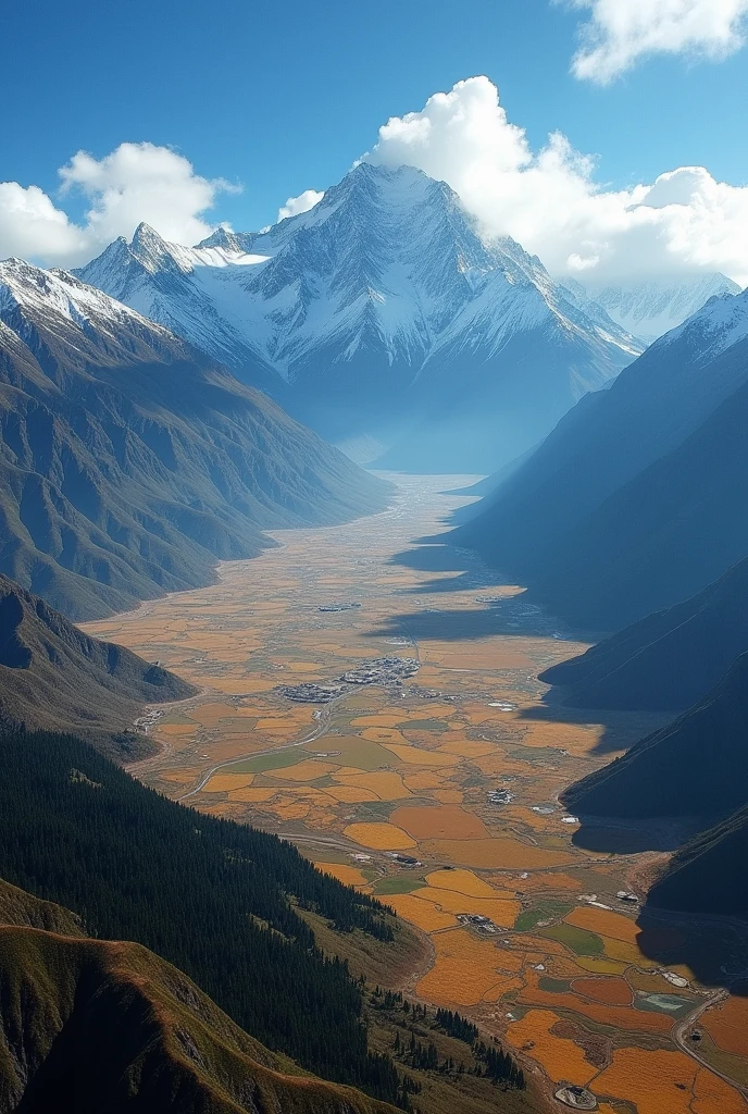 Geographical Diversity: An aerial view of Bolivia's varied landscapes, from its high-altitude mountains to its expansive lowlands, emphasizing its status as the world's flattest country.