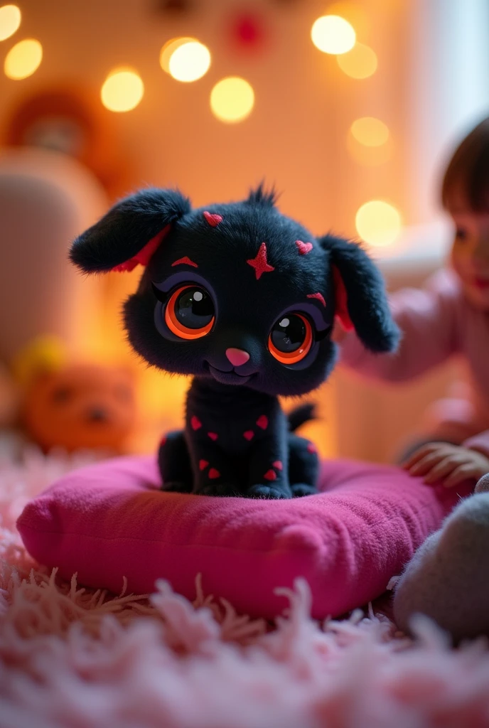 Cute littlest pet shop hellhound being petted