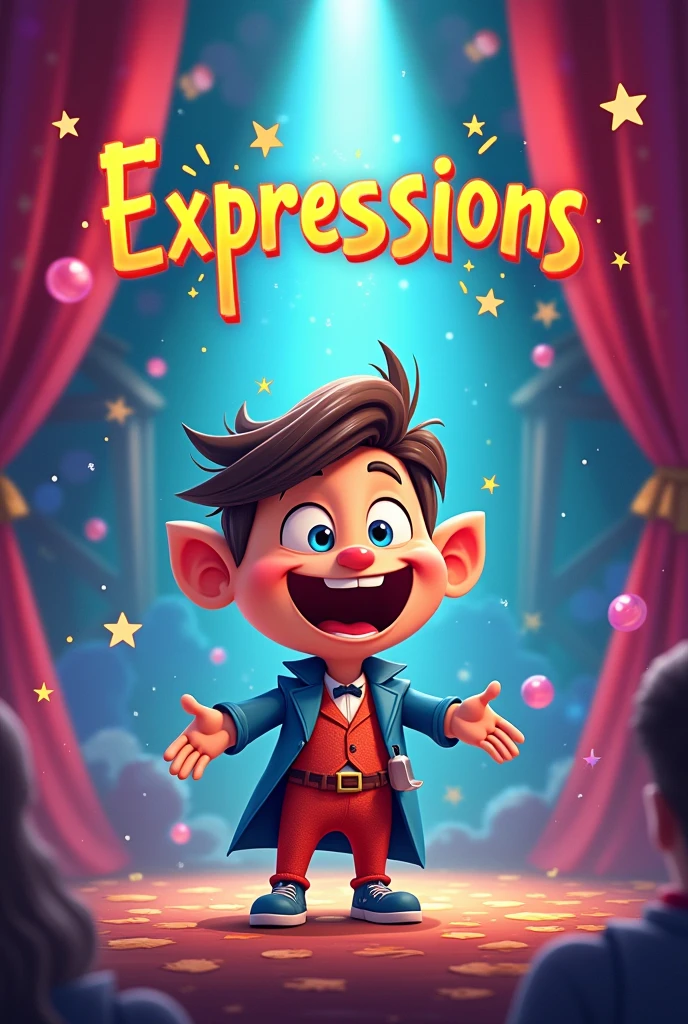 Create a poster of a club name "Expressions"that performs drama, acting in a animation form.