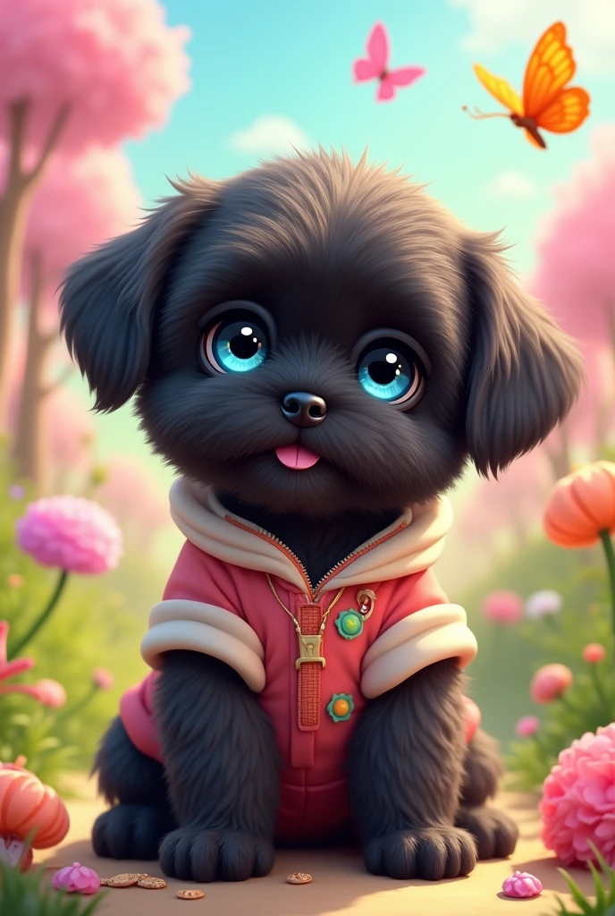 Humanified littlest pet shop black shih tzu puppy blue eyes