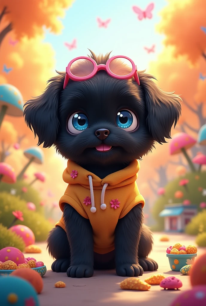 Humanified littlest pet shop black shih tzu puppy blue eyes