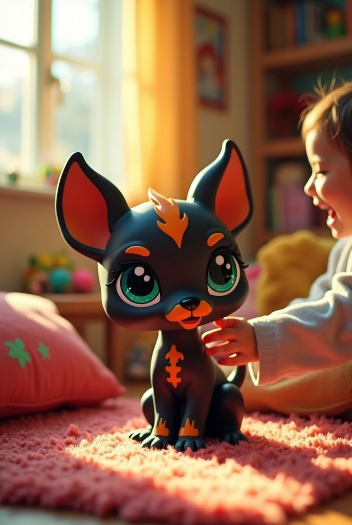 Cute littlest pet shop hellhound being petted