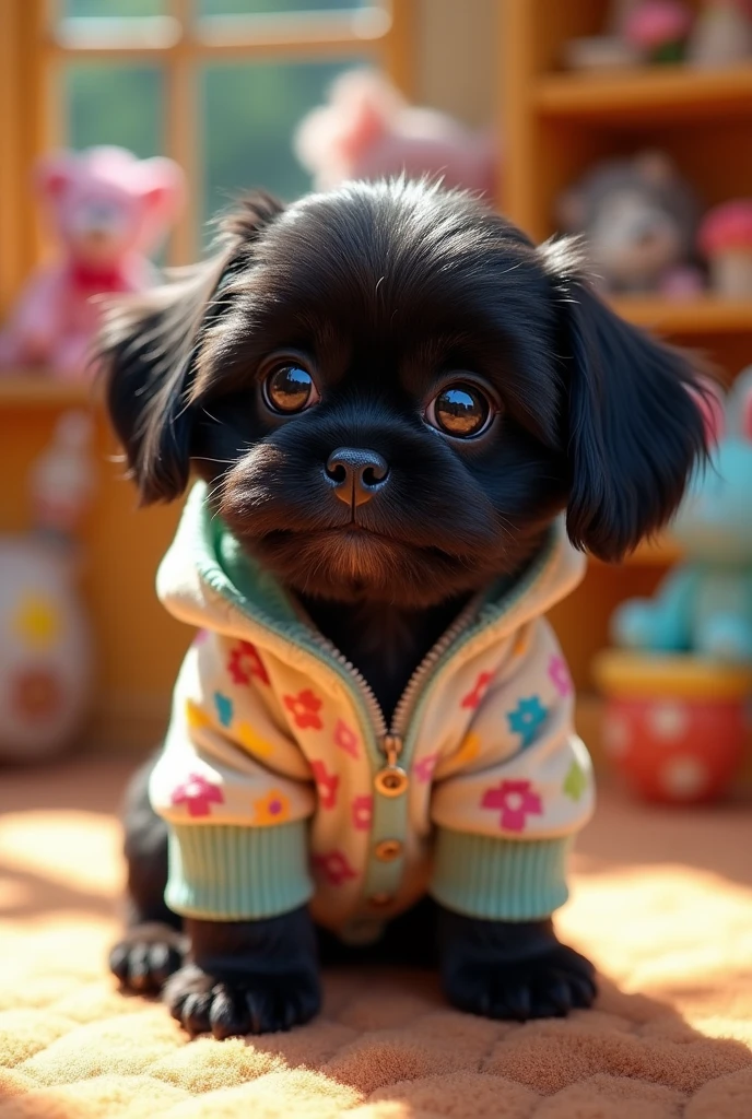 Humanified littlest pet shop black shih tzu puppy blue eyes