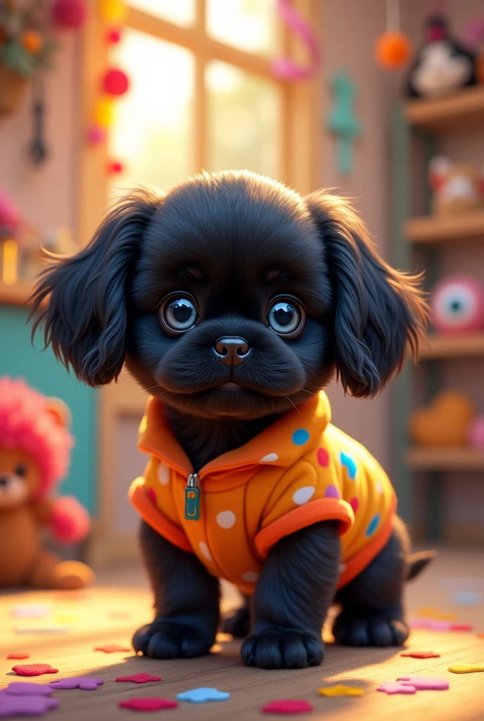 Humanified littlest pet shop black shih tzu puppy blue eyes