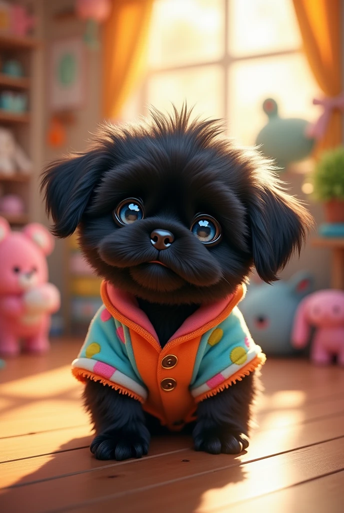 Humanified littlest pet shop black shih tzu puppy blue eyes