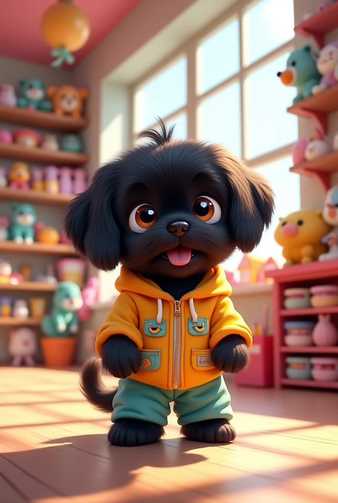 Humanified littlest pet shop black shih tzu puppy