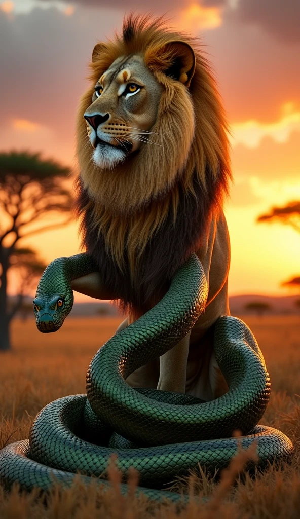 Cobra snake and lion blend body