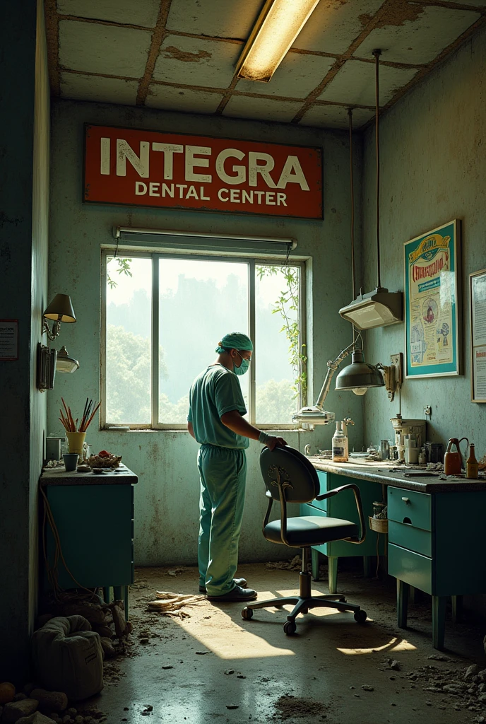 Dental office at the end of the world with a sign that says INTEGRA dental center with Dr. Ignacio Raul Gonzalez 