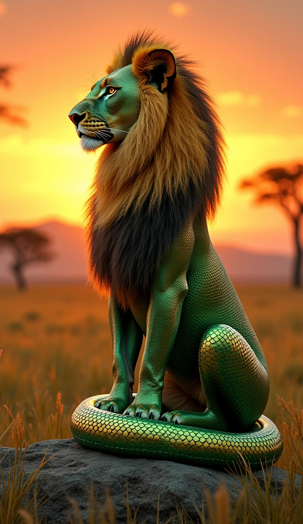 Cobra snake and lion blend body