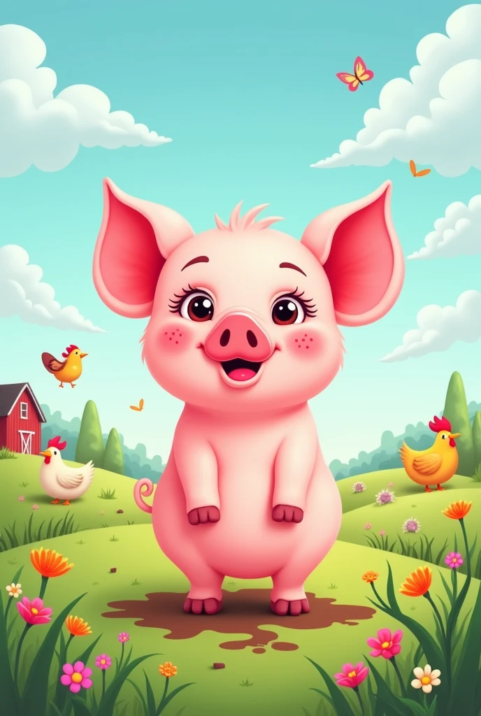 Simple and cute pig illustration for children