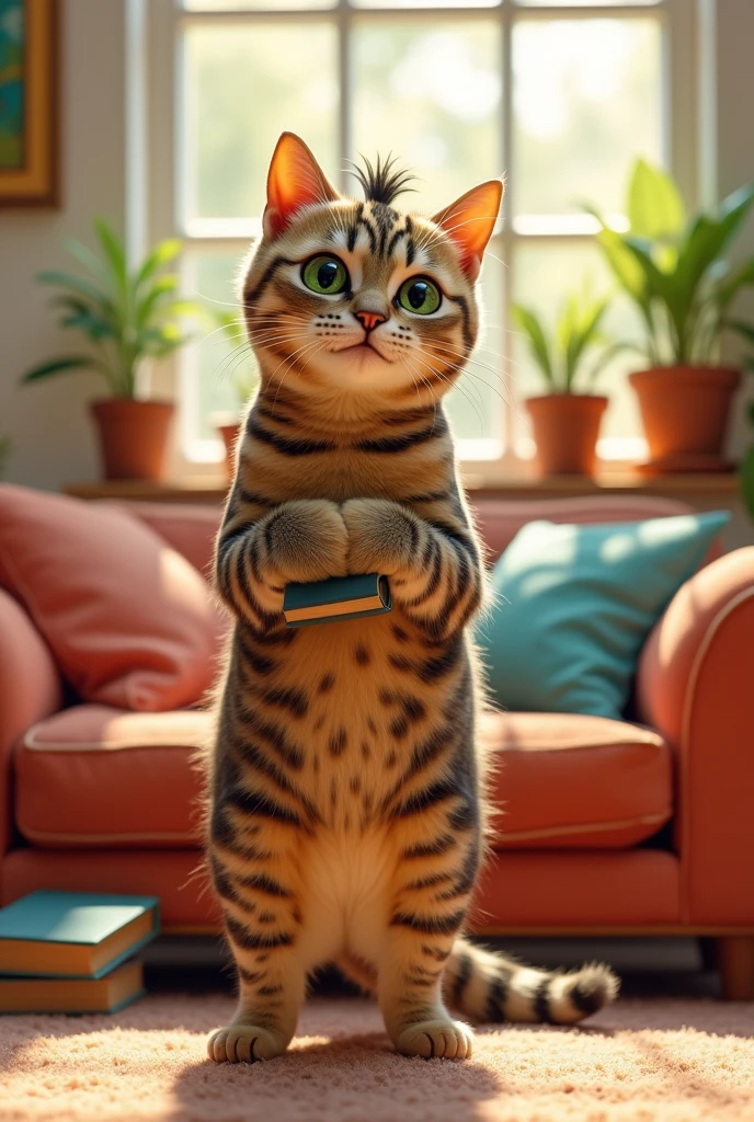 Cat standing like people full body